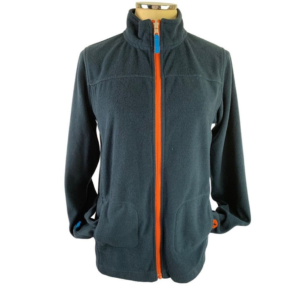 XL (18/20) Lands'‎ End Women's Full Zip Navy Blue Fleece Jacket Fitted